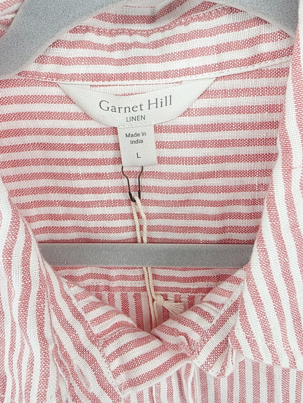 Garnet Hill Salmon Pink and White Striped 100% Linen Dress NWT Boho Minimalist - Picture 3 of 12